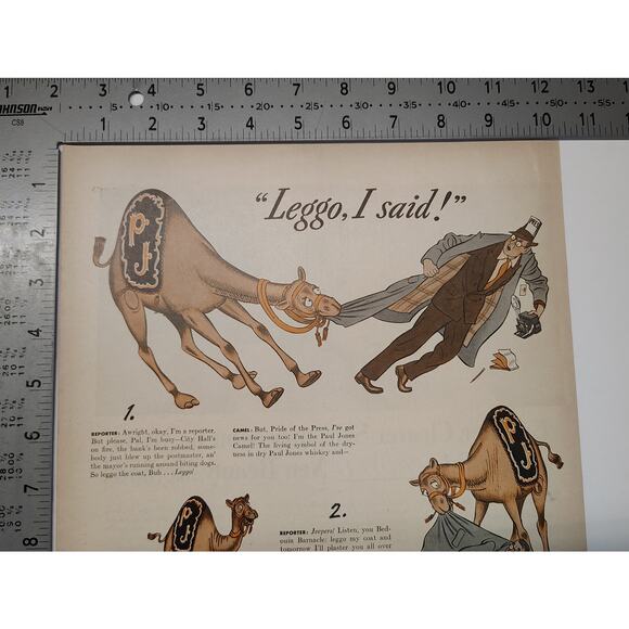 1943 Paul Jones Whiskey Print Ad Camel Comic Humor Leggo 1940s Alcohol Ephemera - Picture 4 of 6